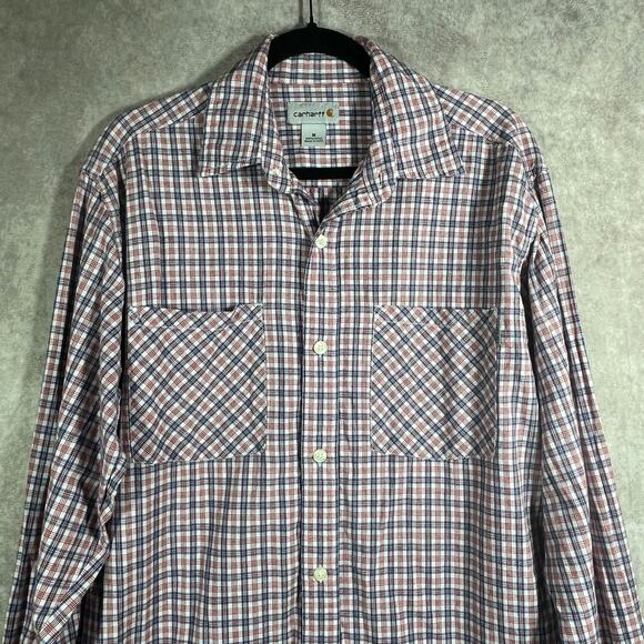 Carhartt Work Shirt Mens Medium Red Plaid Button Up Long Sleeve Outdoor Casual - Picture 2 of 9